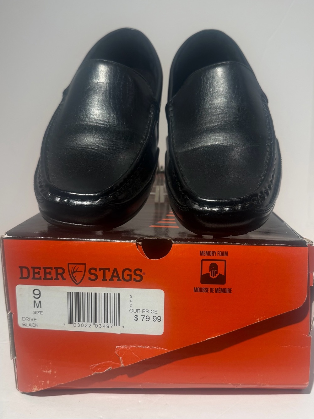 Deer Stags Men’s Driving Loafers Size 9M Model Drive Casual Black Shoes-NEW!